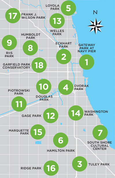 Chicago Shakespeare in the Parks 2013 Map