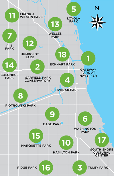 Chicago Shakespeare in the Parks 2013 Map